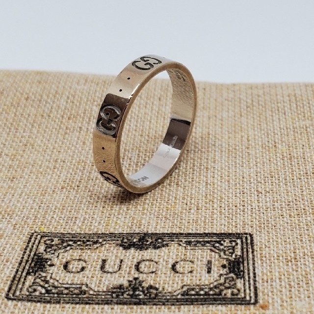 Gucci(グッチ)の【レアサイズ美品】GUCCI ホワイトゴールドアイコンリングK18Au750 メンズのアクセサリー(リング(指輪))の商品写真