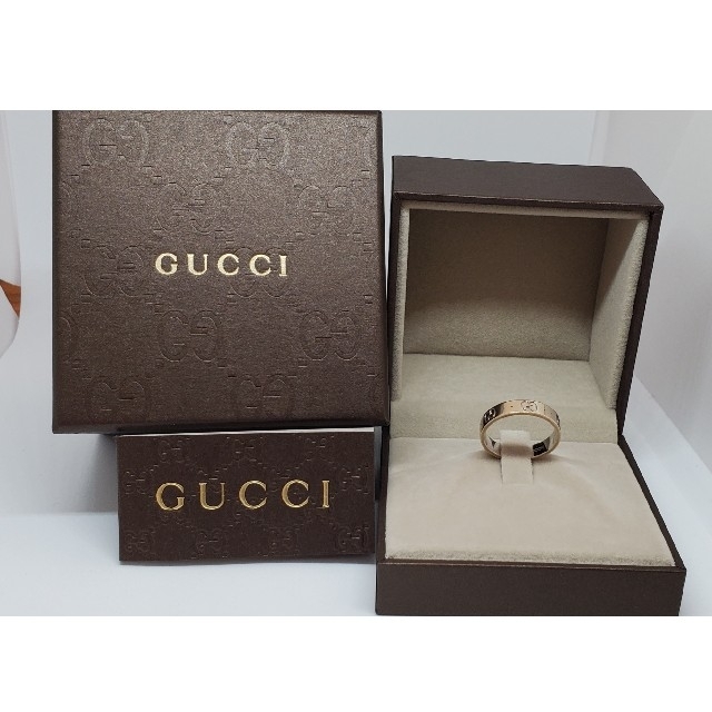 Gucci(グッチ)の【レアサイズ美品】GUCCI ホワイトゴールドアイコンリングK18Au750 メンズのアクセサリー(リング(指輪))の商品写真