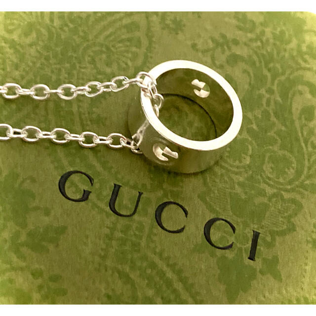 GUCCI/グッチ Gロゴリングネックレス カットアウトG シルバーリング