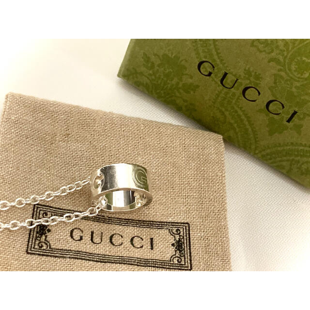 GUCCI/グッチ Gロゴリングネックレス カットアウトG シルバーリング