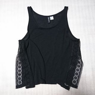 エイチアンドエム(H&M)のH&M サイドレースタンクトップ BK エイチアンドエム(タンクトップ)