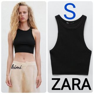 ザラ(ZARA)のZARA　(S　黒)　リブタンクトップ　アメスリ(タンクトップ)