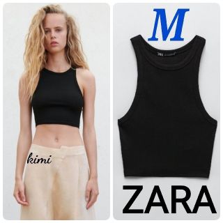 ザラ(ZARA)のZARA　(M　黒)　リブタンクトップ　アメスリ(タンクトップ)