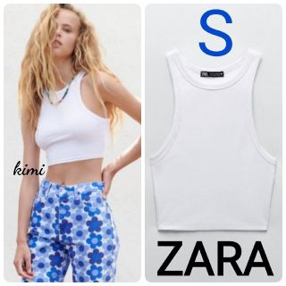 ザラ(ZARA)のZARA　(S　白)　リブタンクトップ　アメスリ(タンクトップ)