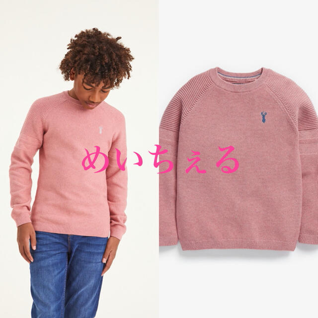 NEXT(ネクスト)の【新品】next ピンク テクスチャードクルーセーター（ボーイズ） キッズ/ベビー/マタニティのキッズ服男の子用(90cm~)(ニット)の商品写真