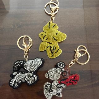 スヌーピー(SNOOPY)のぷっくり スヌーピーキーホルダー 3つセット(キーホルダー)