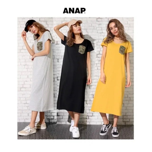 ANAP(アナップ)のANAP 迷彩ダメージポケットロングワンピース グレー レディースのワンピース(ロングワンピース/マキシワンピース)の商品写真