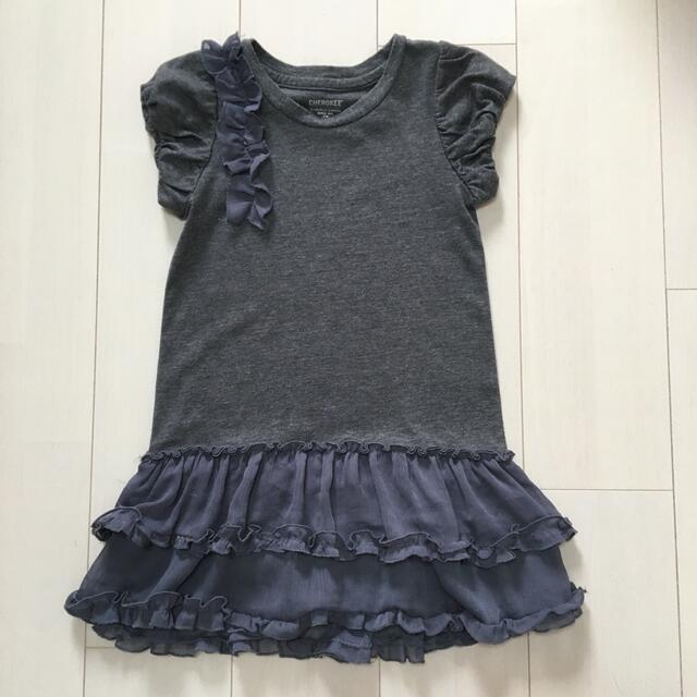 女児/チュニック/120size/フリル/霜降りグレー キッズ/ベビー/マタニティのキッズ服女の子用(90cm~)(ワンピース)の商品写真