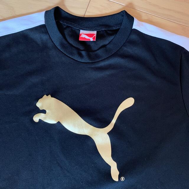 PUMA(プーマ)のプーマTシャツ　ブラック✖︎ゴールドサイズ140 キッズ/ベビー/マタニティのキッズ服男の子用(90cm~)(Tシャツ/カットソー)の商品写真