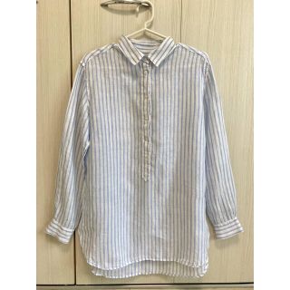 ユニクロ(UNIQLO)のユニクロ　UNIQLO リネンシャツ　スキッパー　レディース　ストライプ　(シャツ/ブラウス(長袖/七分))