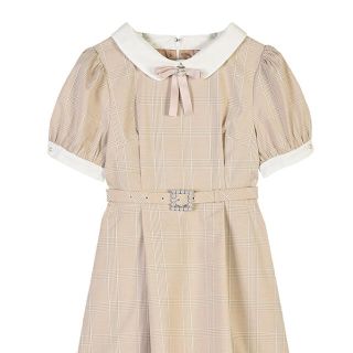 エブリン(evelyn)のevelyn パールバックルチェックOP 渋谷109店限定(ひざ丈ワンピース)