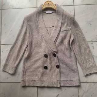 ブルネロクチネリ(BRUNELLO CUCINELLI)のブルネロクチネリ　スパンコール　麻系　カーディガン　ジャケット　S　グレージュ(カーディガン)