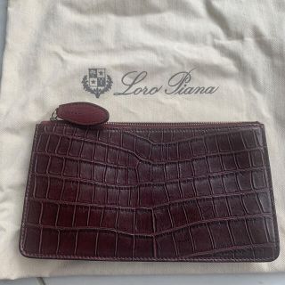 ロロピアーナ(LORO PIANA)のロロピアーナ　クロコダイル　クラッチ　バッグ　ボルドー系色(クラッチバッグ)