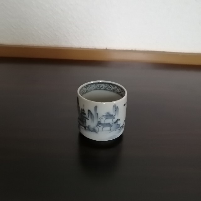 №78 古伊万里 染付山水紋 のぞき猪口 美品-