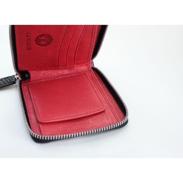 GODANE クロコダイル 2つ折りジッピー財布/ 黒&赤 メンズのファッション小物(折り財布)の商品写真