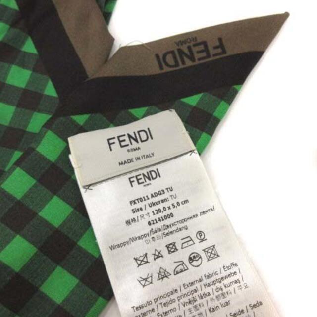 FENDI(フェンディ)のフェンディ W.WRAPPY ラッピー スカーフ リボン チェック 緑 黒 レディースのファッション小物(バンダナ/スカーフ)の商品写真