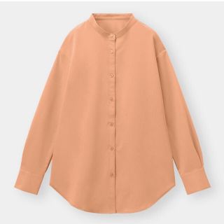 ジーユー(GU)のLサイズ　オレンジ　バンドカラーロングシャツ(長袖)(シャツ/ブラウス(長袖/七分))