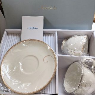 ノリタケ(Noritake)のノリタケ　ゴールド＆プラチナウェイブ ティーコーヒー碗皿ペアセット(グラス/カップ)