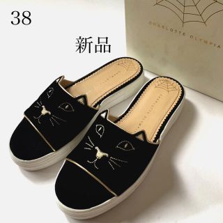 シャルロットオリンピア(Charlotte Olympia)の新品/38 シャーロット オリンピア キティ サンダル ブラック 黒(サンダル)