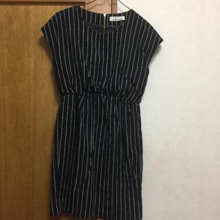 インタープラネット(INTERPLANET)の【良品】通勤服・ストライプ・ＯＬ(ひざ丈ワンピース)