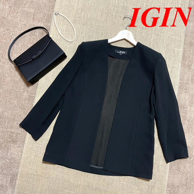 極美品 IGIN 東京イギン 春夏 礼装 ノーカラー フォーマル ジャケット
