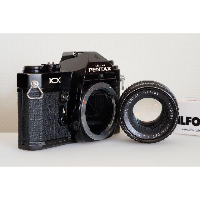 PENTAX(ペンタックス)のPENTAX KX 黒 + SMC PENTAX 1:1.8/55　美品・試写済 スマホ/家電/カメラのカメラ(フィルムカメラ)の商品写真