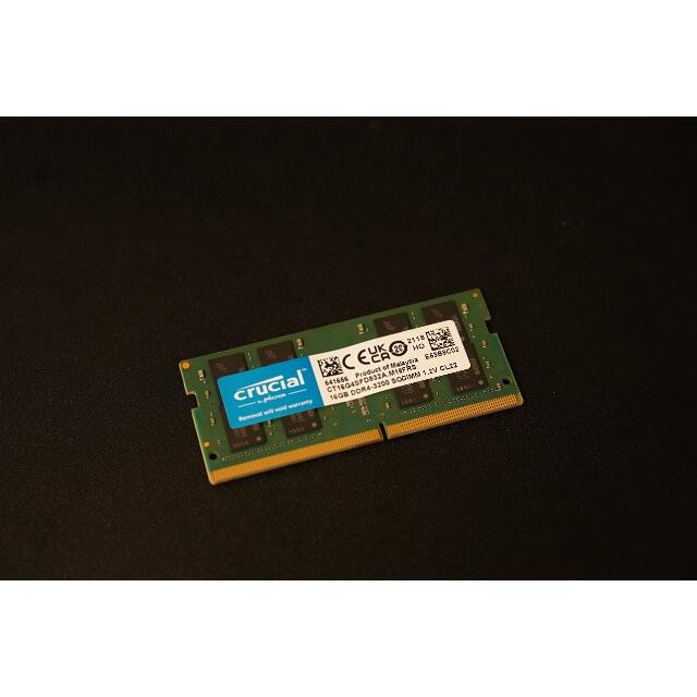 Crucial  SODIMM 16GB DDR4-3200 新品同様 スマホ/家電/カメラのPC/タブレット(PCパーツ)の商品写真