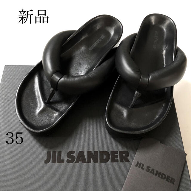 Jil Sander(ジルサンダー)の新品/35 JIL SANDER ジルサンダー レザー サンダル ブラック レディースの靴/シューズ(サンダル)の商品写真