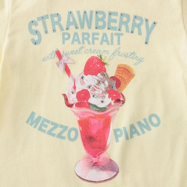 mezzo piano(メゾピアノ)のメゾピアノ  パフェプリントキラキラTシャツ　パフェ　120 キッズ/ベビー/マタニティのキッズ服女の子用(90cm~)(Tシャツ/カットソー)の商品写真