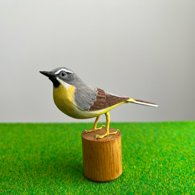 【SALE/73%OFF】 キセキレイ 木彫りの野鳥 バードカービング 野鳥彫刻