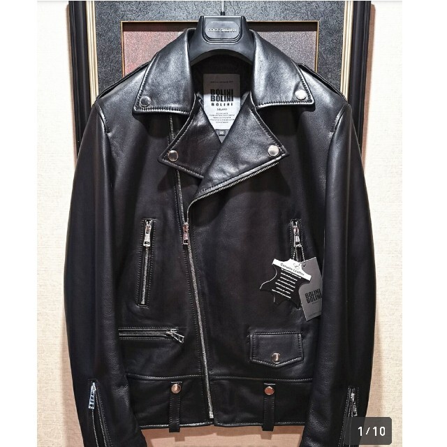 最高級20万円】イタリア BOLINI ブランド 最上級牛革 レザージャケット