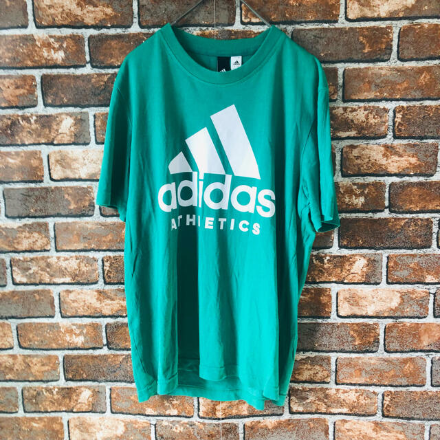 adidas(アディダス)の【希少】アディダス90s　Ｔシャツ　サイズM  グリーン　　デカロゴ レディースのトップス(Tシャツ(半袖/袖なし))の商品写真