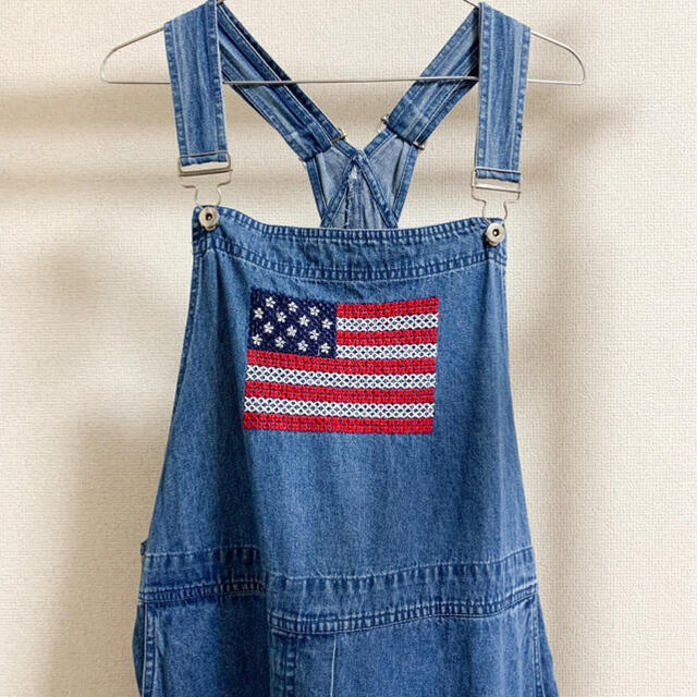 完売です古着　アメリカ国旗　刺繍オーバーオール レディースのパンツ(サロペット/オーバーオール)の商品写真