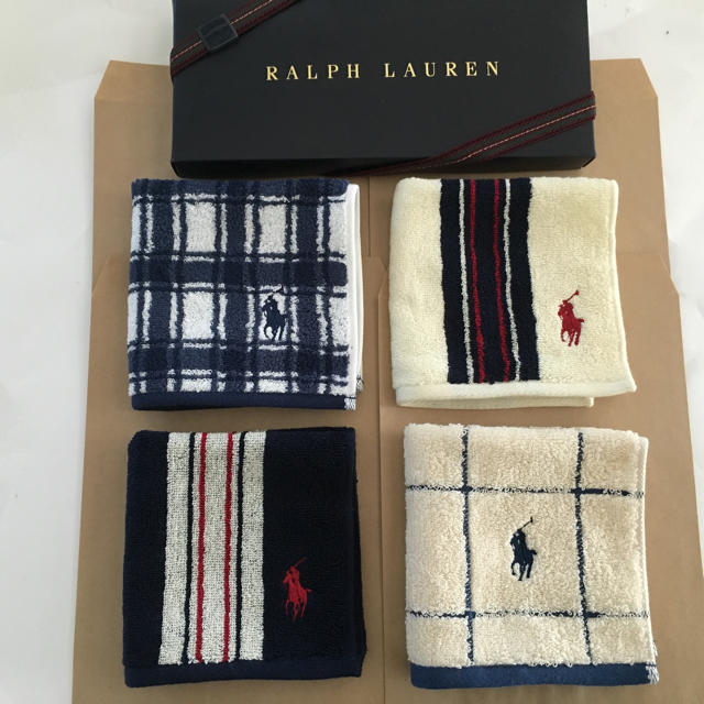 Ralph Lauren(ラルフローレン)の4枚⭐︎タオルハンカチ⭐︎ラルフローレン 新品 ギフト メンズのファッション小物(ハンカチ/ポケットチーフ)の商品写真
