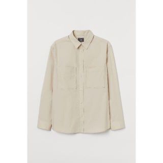 エイチアンドエム(H&M)のH&M オーバーサイズ ポケットコットンシャツ ライトベージュ(シャツ)