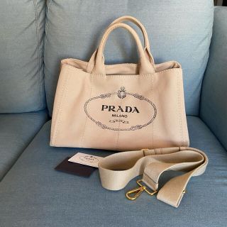 トートバッグ PRADA 銀座 プラダ カナパトート ＣＯＲＤＡ ベージュ 美品