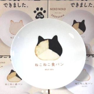 .+:｡ 新品｡:+.☆ねこねこ食パン皿 (陶器)２種柄セット箱入り(食器)