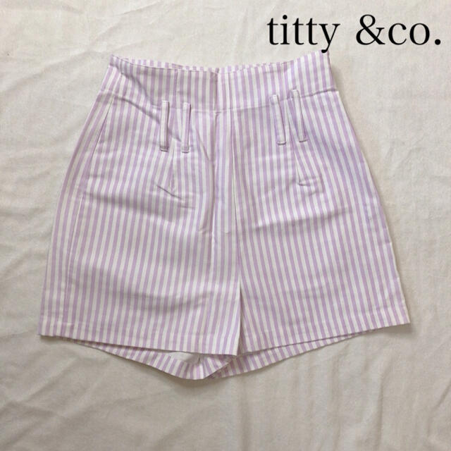 titty&co(ティティアンドコー)のティティアンドコー⭐︎パープルストライプ ⭐︎ショートパンツ レディースのパンツ(ショートパンツ)の商品写真