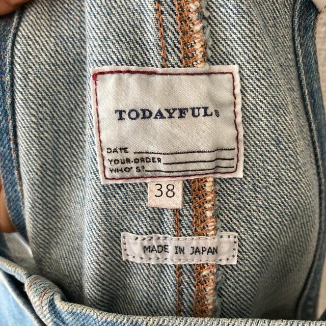 TODAYFUL(トゥデイフル)のTODAYFUL トゥデイフル デニムショートサロペットスカート 38 M レディースのパンツ(サロペット/オーバーオール)の商品写真