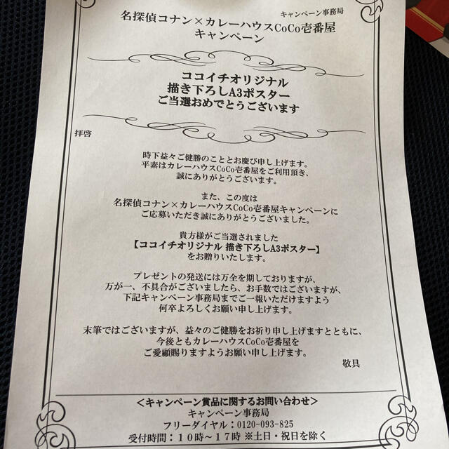 定番から日本未入荷 名探偵コナン CoCo壱コラボ 当選ポスター asakusa
