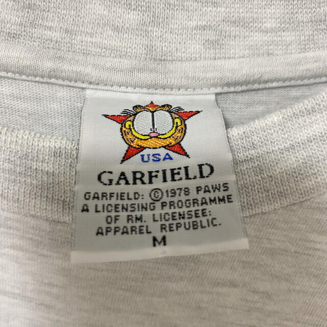 【希少】90s Garfield ガーフィールド Tシャツ デカプリント　グレー 3