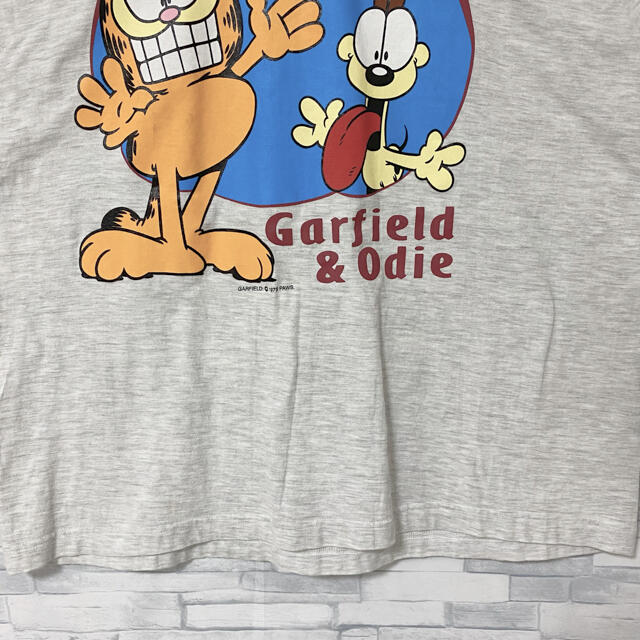 【希少】90s Garfield ガーフィールド Tシャツ デカプリント　グレー 7