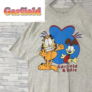 【希少】90s Garfield ガーフィールド Tシャツ デカプリント　グレー(Tシャツ/カットソー(半袖/袖なし))