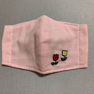 チューリップ　手刺繍　インナーマスク　子供用(外出用品)