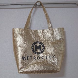 METROCITY  トートバッグエコバック　ゴールド(エコバッグ)