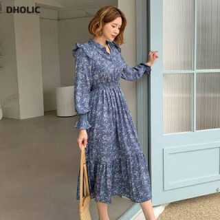 ディーホリック(dholic)の［限定値下げ］DHOLIC♡フリルフローラル ワンピース(ロングワンピース/マキシワンピース)