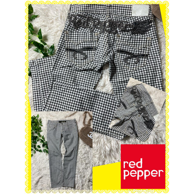 REDPEPPER(レッドペッパー)のレッドペッパー★バックロゴ★ギンガムチェック★ストレッチデニム レディースのパンツ(デニム/ジーンズ)の商品写真