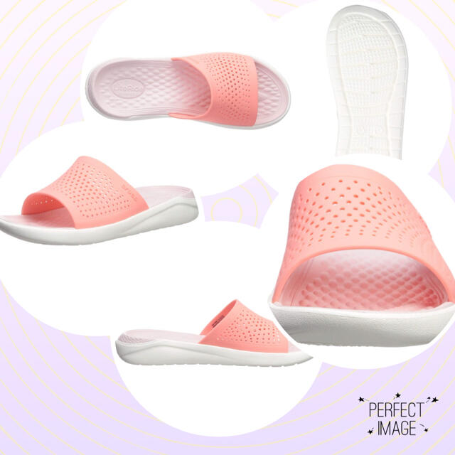crocs(クロックス)の新品 クロックス ライトライド スライド 25 25.5cm メロン ピンク レディースの靴/シューズ(サンダル)の商品写真