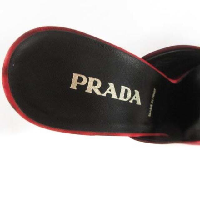 PRADA(プラダ)のプラダ ミュール サンダル ハイヒール スクエアトゥ 総柄 37 24cm 赤 レディースの靴/シューズ(サンダル)の商品写真
