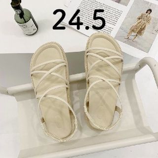 ベージュ 24.5 厚底サンダル 夏 人気 おしゃれ 韓国 軽量 歩きやすい(サンダル)